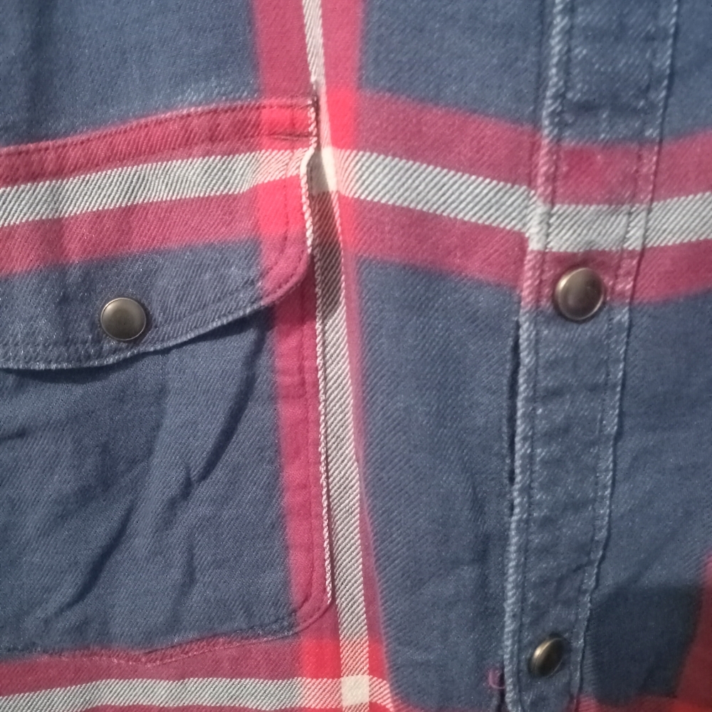 Lucky Brand Saturday Stretch Blue and Red Plaid Mens Shirt L - Picture 3 of 5